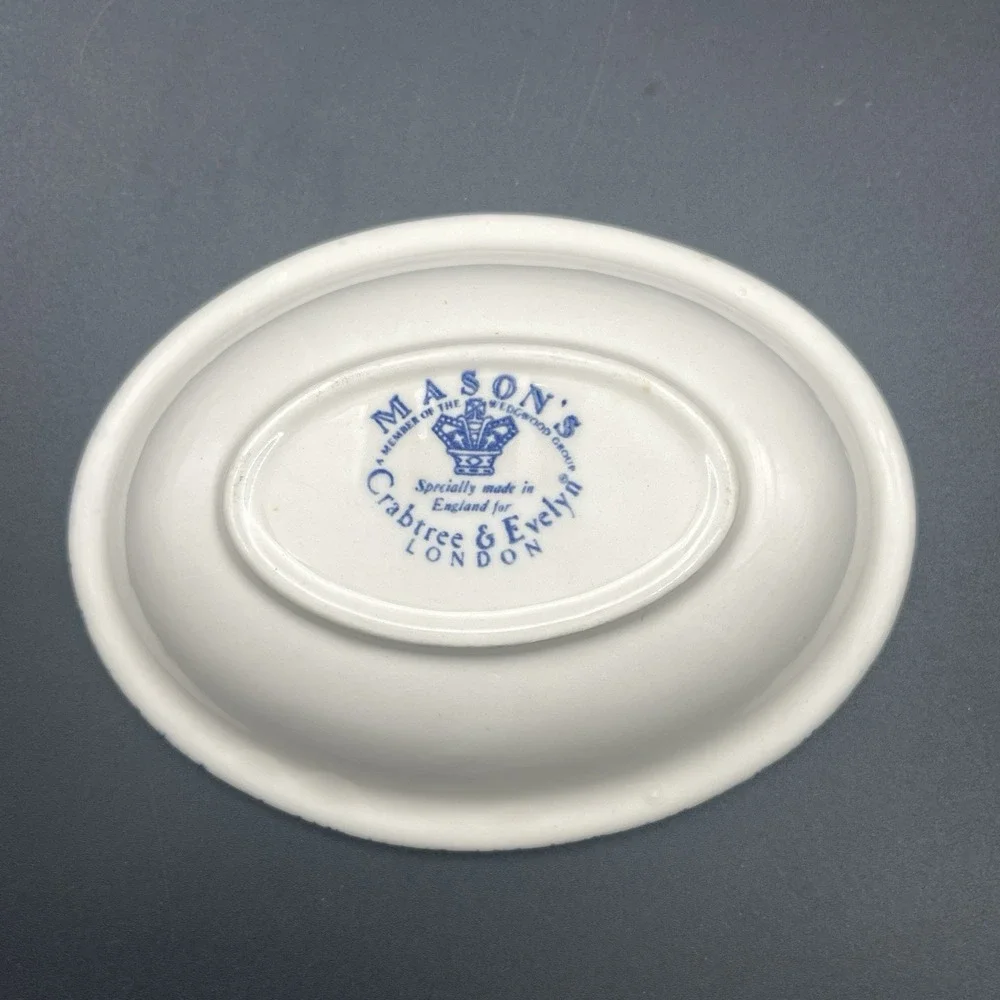 Vintage Mason's‎ Crabtree & Evelyn London England Blue Floral Chintz Soap Dish